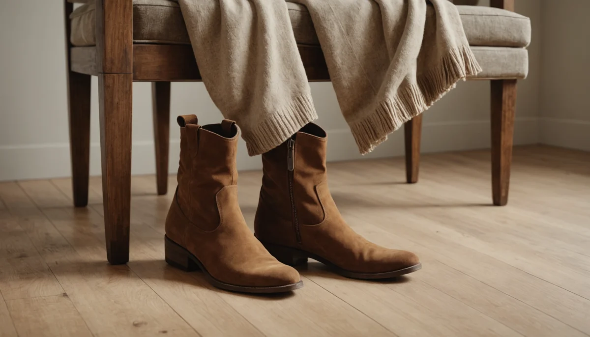 bottes plates en daim